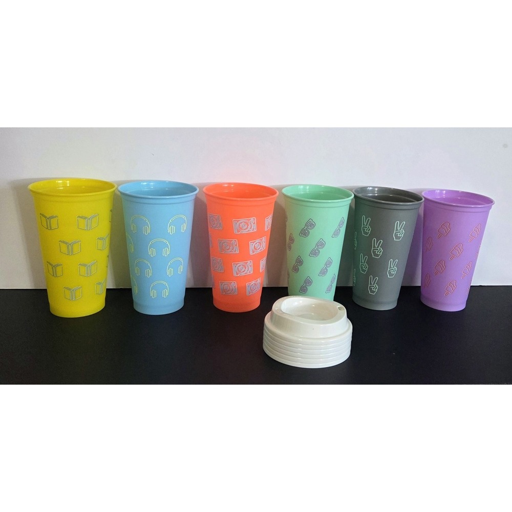 Starbucks 2021 New Back to School Emoji Icon Set of 6 Reusable Hot Cups NWOT